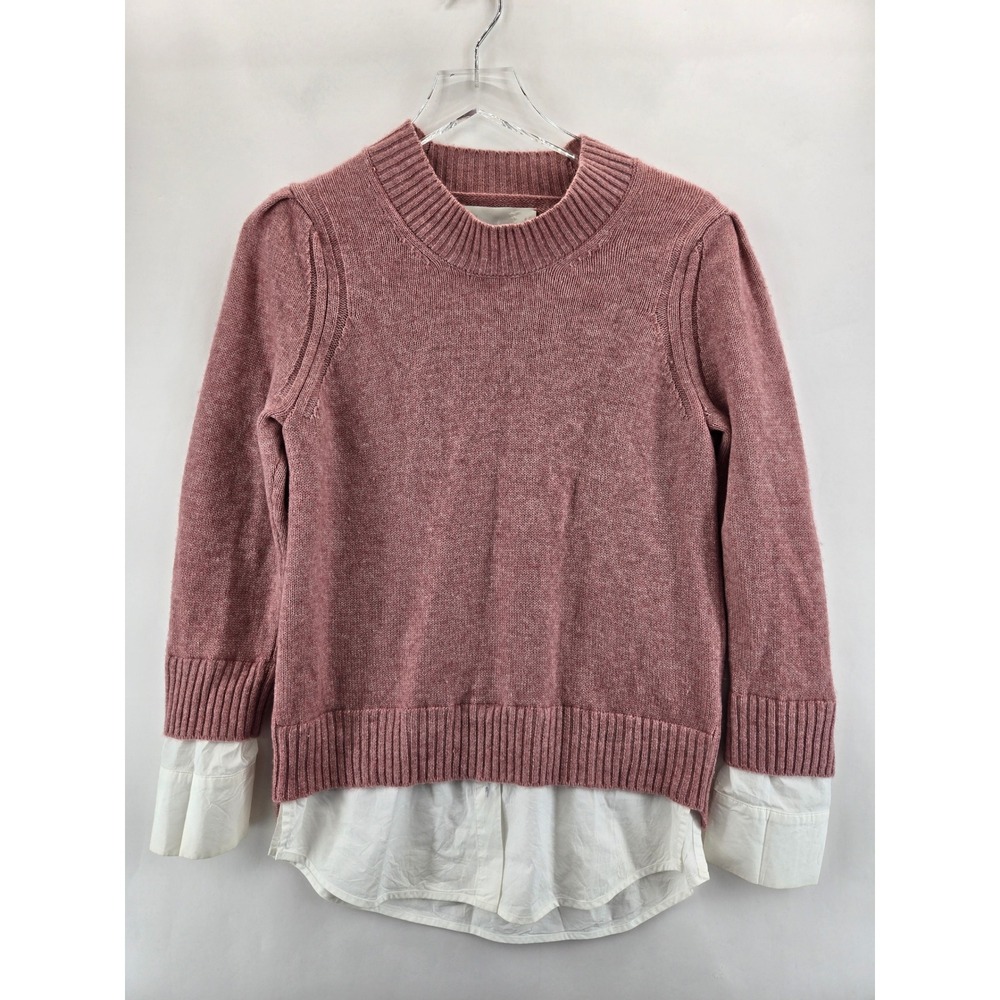 Brochu Walker Pink Wool Cashmere Layered Look Sweater Womens Medium Quiet Luxury - Picture 2 of 14